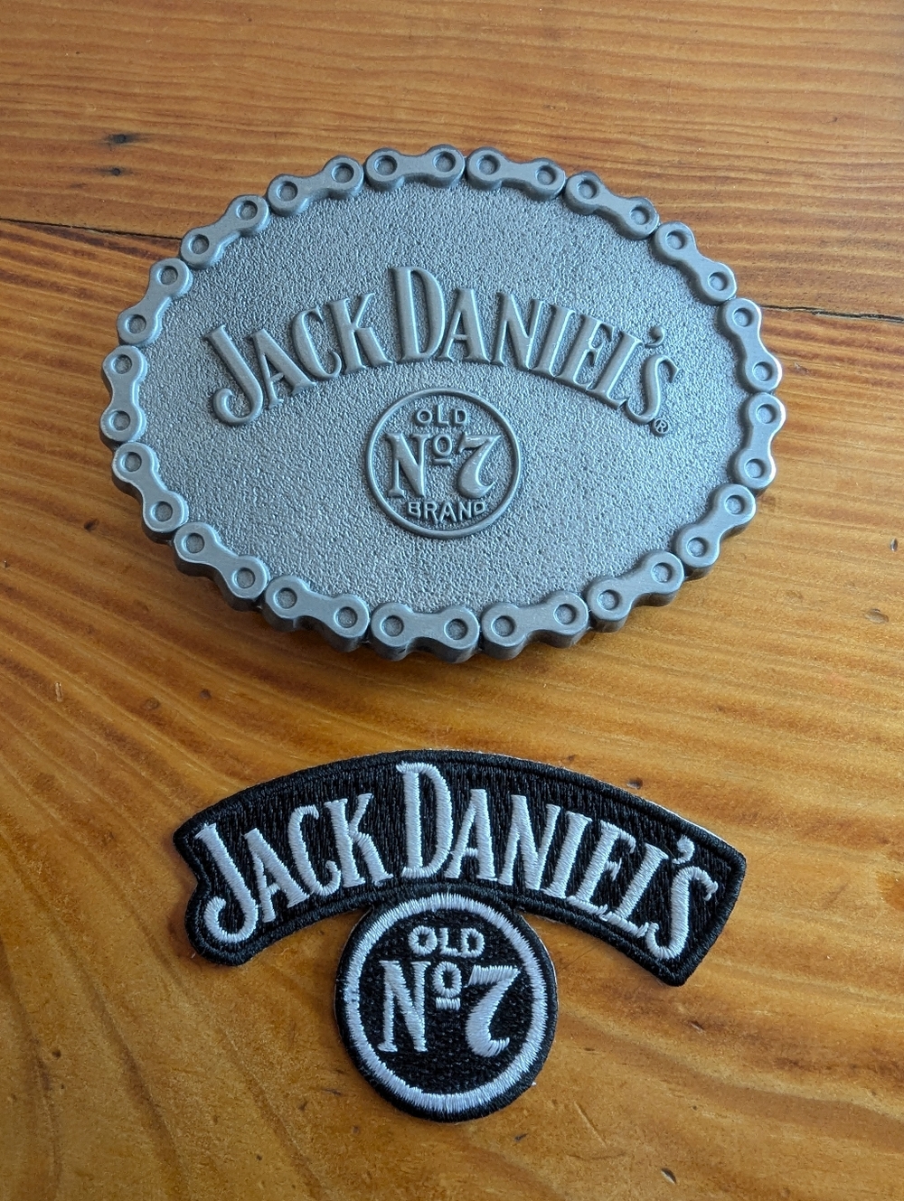 Jack Daniel's Oval Bike Chain Belt Buckle and Patch Set